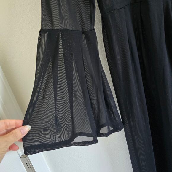 The Ragged Priest Black Sheer Bell Sleeve Midi Dress Size S Layered Whimsigoth - Picture 3 of 5